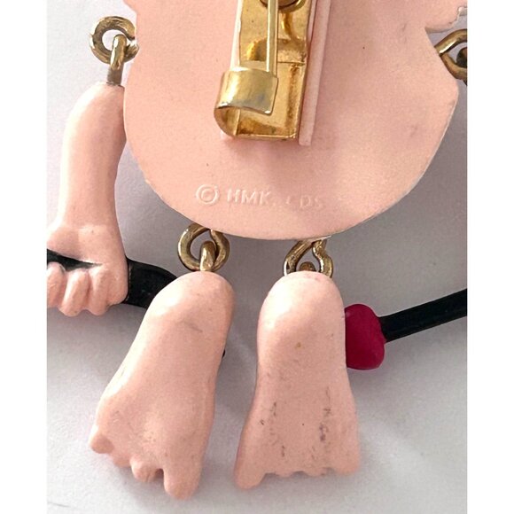 Vintage Hallmark Valentines Cupid Pin Brooch Dangle Moveable Arms Legs - Picture 6 of 6